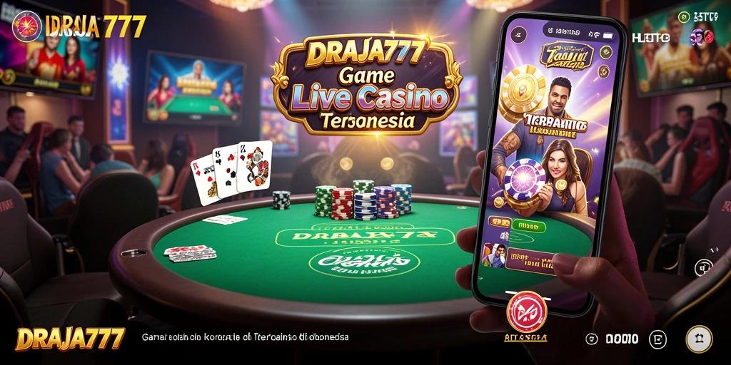 Screenshot DRAJA777 menunjukkan dealer Live Casino dan pemain yang berinteraksi.