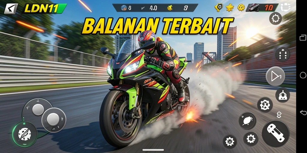 Gameplay menegangkan di balapan motor LDN11 yang seru.