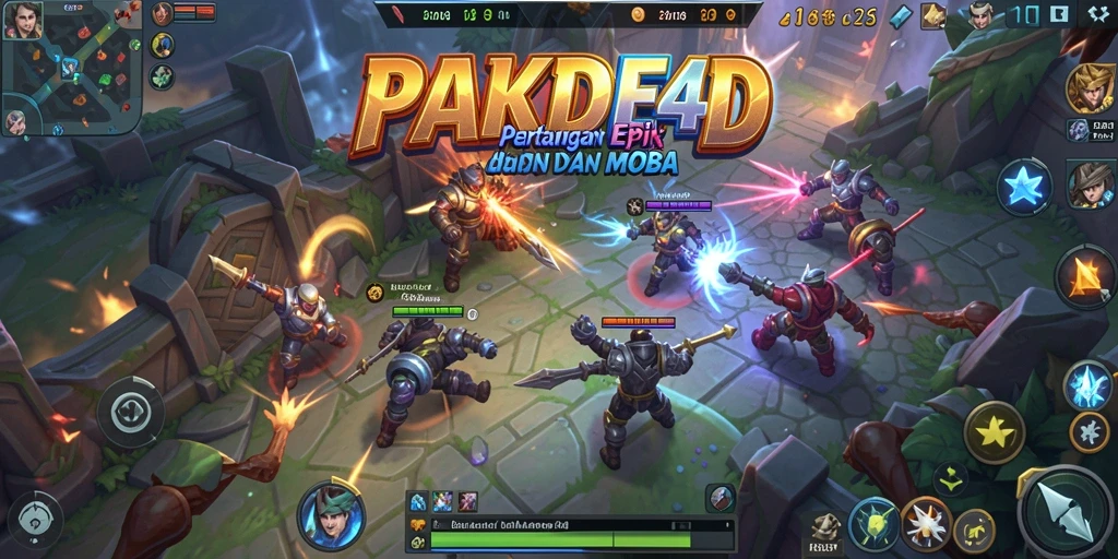Screenshot utama PAKDE4D menampilkan aksi gameplay MOBA yang intens.