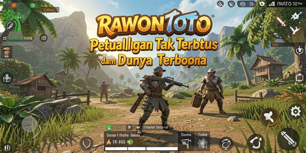 Screenshot gameplay RAWONTOTO yang menunjukkan keindahan dunia terbuka.