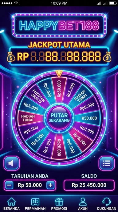 Tampilan antarmuka awal happybet188 yang menarik dan mudah dinavigasi.